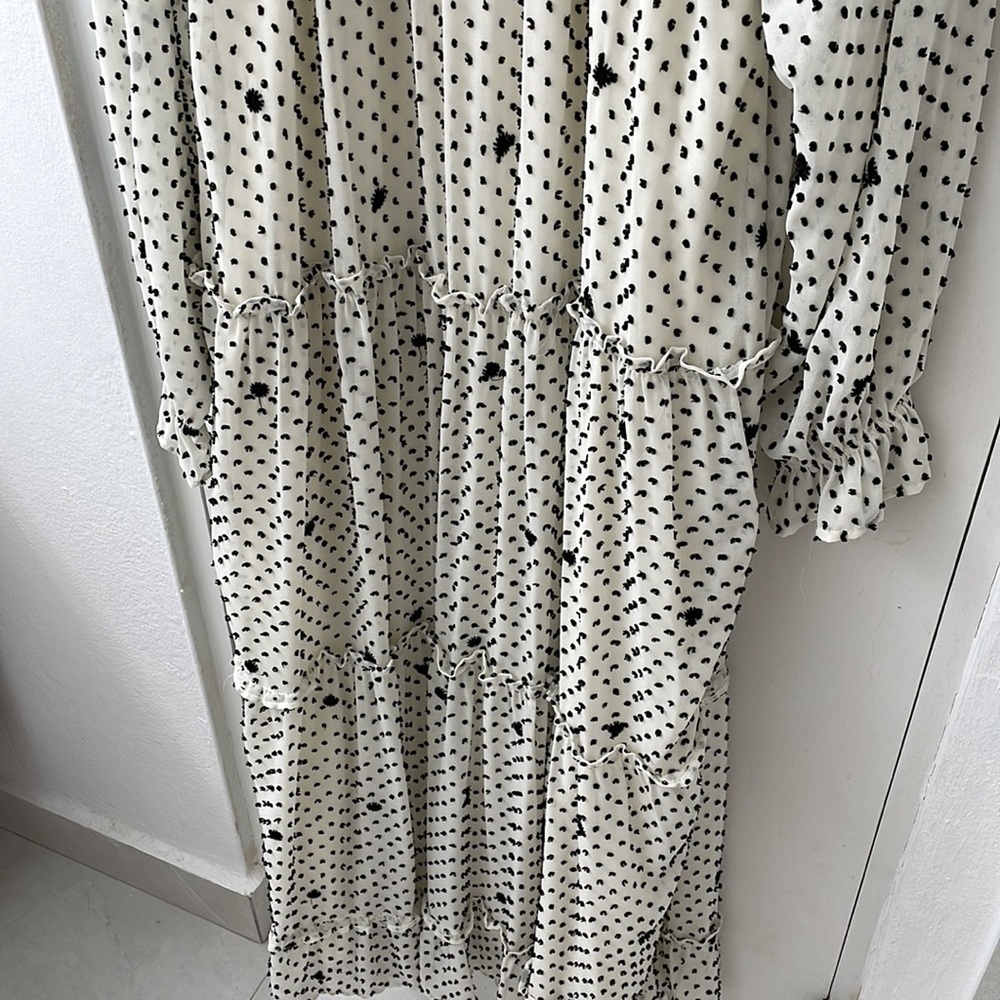 Zara Dotted Mesh Oversized Maxi Dress Size Large L NWT Polka Dots Swiss Dots - Picture 9 of 9